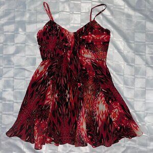 Red chiffon party mini dress 6